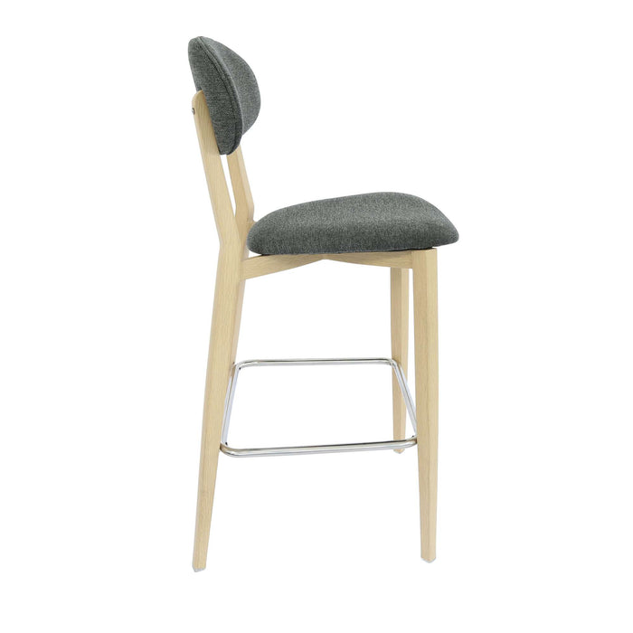 Durafurn Atlanta Barstool - Narrow Backrest - Oak Frame/Dark Grey Fabric Seat & Backrest
