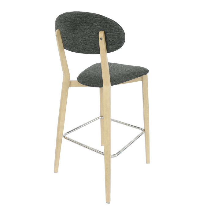 Durafurn Atlanta Barstool - Narrow Backrest - Oak Frame/Dark Grey Fabric Seat & Backrest