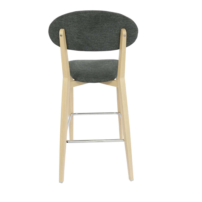 Durafurn Atlanta Barstool - Narrow Backrest - Oak Frame/Dark Grey Fabric Seat & Backrest