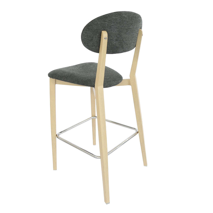 Durafurn Atlanta Barstool - Narrow Backrest - Oak Frame/Dark Grey Fabric Seat & Backrest