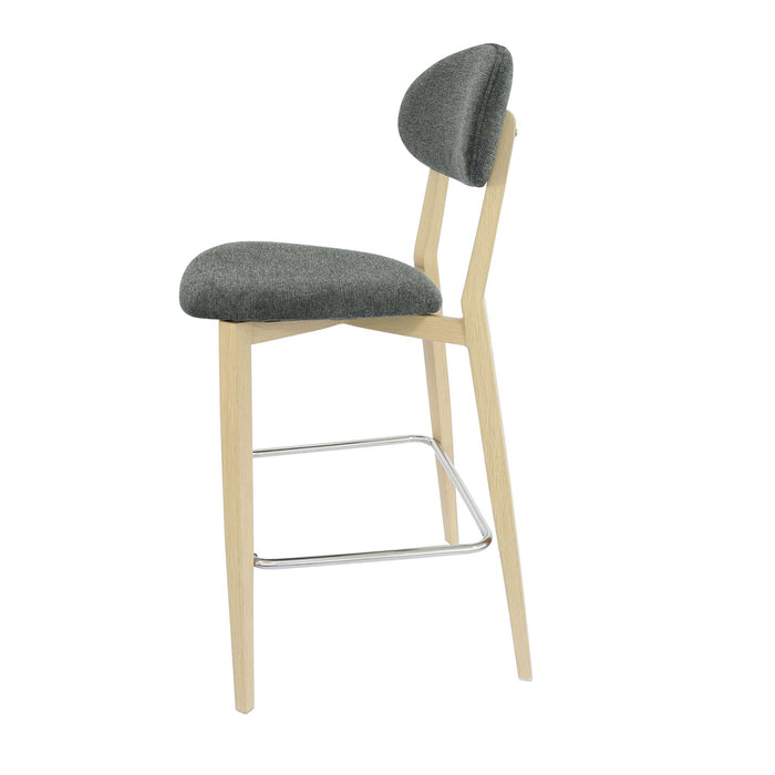 Durafurn Atlanta Barstool - Narrow Backrest - Oak Frame/Dark Grey Fabric Seat & Backrest
