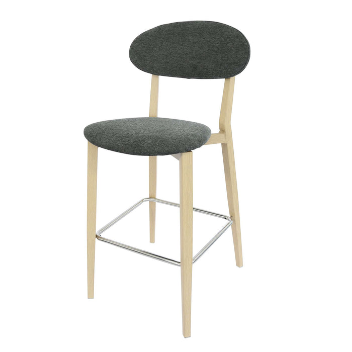 Durafurn Atlanta Barstool - Narrow Backrest - Oak Frame/Dark Grey Fabric Seat & Backrest