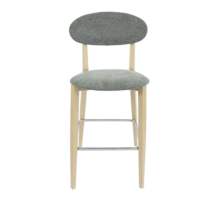Durafurn Atlanta Barstool - Narrow Backrest - Oak Frame/ Grey Fabric Seat & Backrest