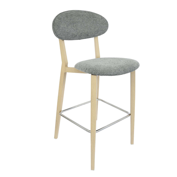 Durafurn Atlanta Barstool - Narrow Backrest - Oak Frame/ Grey Fabric Seat & Backrest