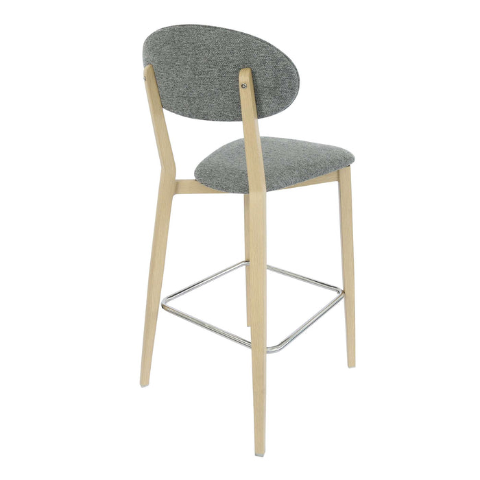 Durafurn Atlanta Barstool - Narrow Backrest - Oak Frame/ Grey Fabric Seat & Backrest