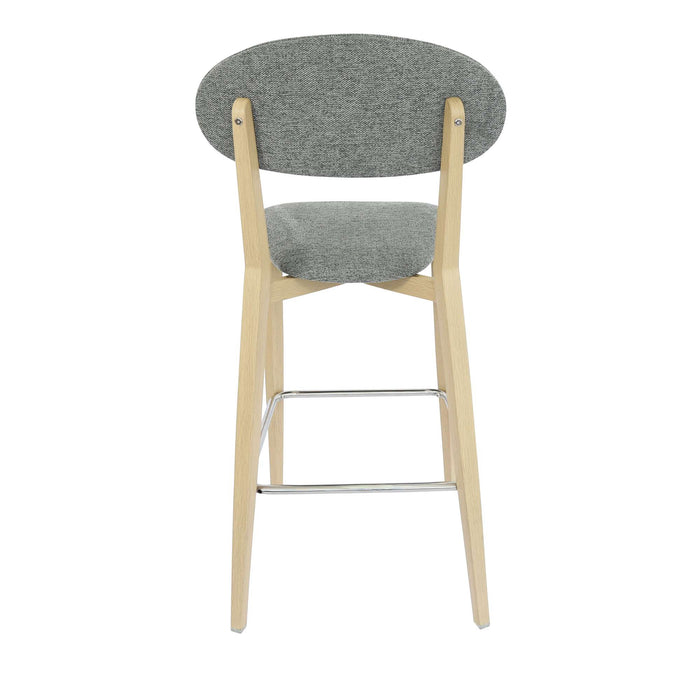 Durafurn Atlanta Barstool - Narrow Backrest - Oak Frame/ Grey Fabric Seat & Backrest