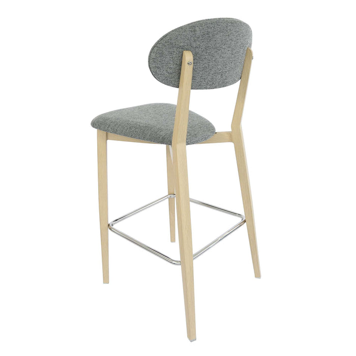 Durafurn Atlanta Barstool - Narrow Backrest - Oak Frame/ Grey Fabric Seat & Backrest