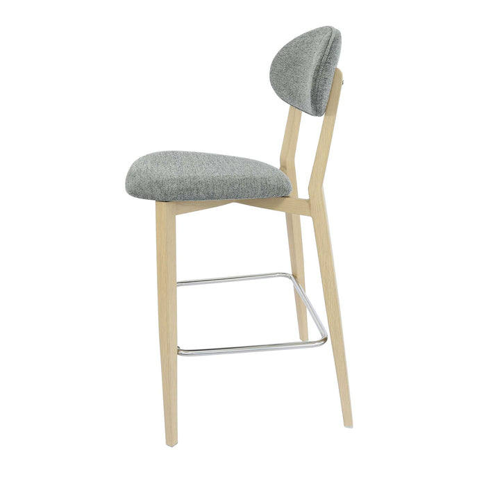 Durafurn Atlanta Barstool - Narrow Backrest - Oak Frame/ Grey Fabric Seat & Backrest