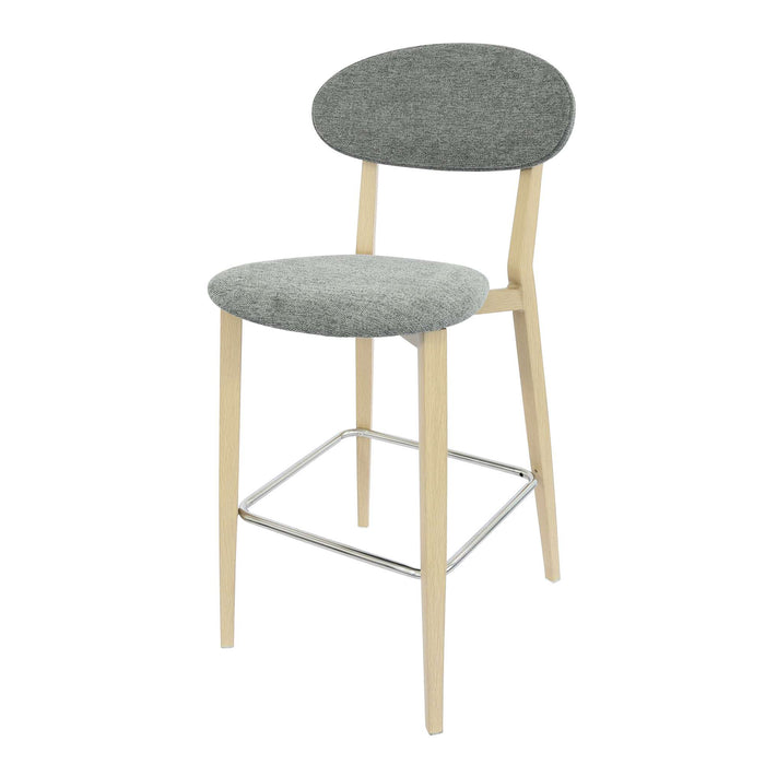 Durafurn Atlanta Barstool - Narrow Backrest - Oak Frame/ Grey Fabric Seat & Backrest