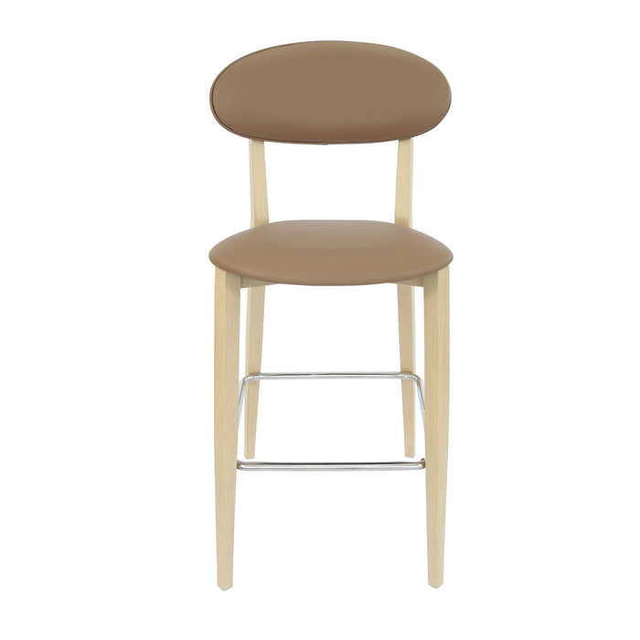 Durafurn Atlanta Barstool - Narrow Backrest - Oak Frame/Taupe Vinyl Seat & Backrest