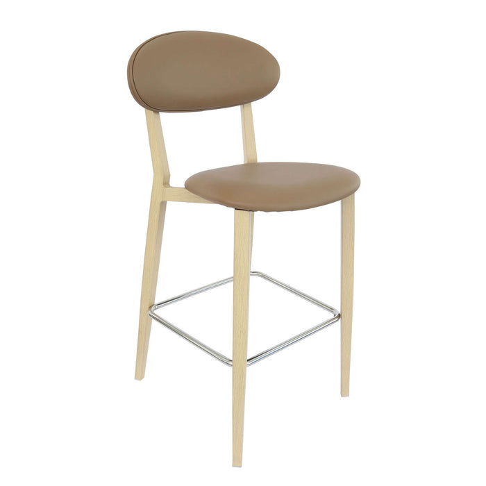 Durafurn Atlanta Barstool - Narrow Backrest - Oak Frame/Taupe Vinyl Seat & Backrest