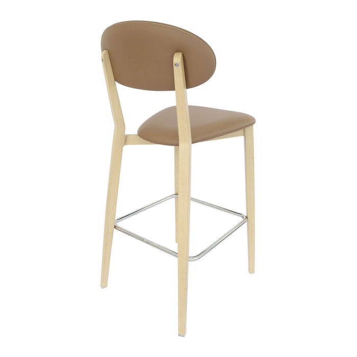 Durafurn Atlanta Barstool - Narrow Backrest - Oak Frame/Taupe Vinyl Seat & Backrest