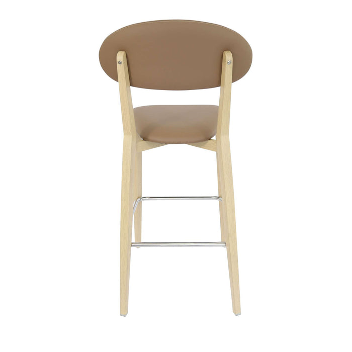 Durafurn Atlanta Barstool - Narrow Backrest - Oak Frame/Taupe Vinyl Seat & Backrest