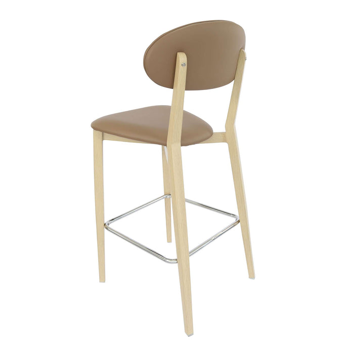 Durafurn Atlanta Barstool - Narrow Backrest - Oak Frame/Taupe Vinyl Seat & Backrest