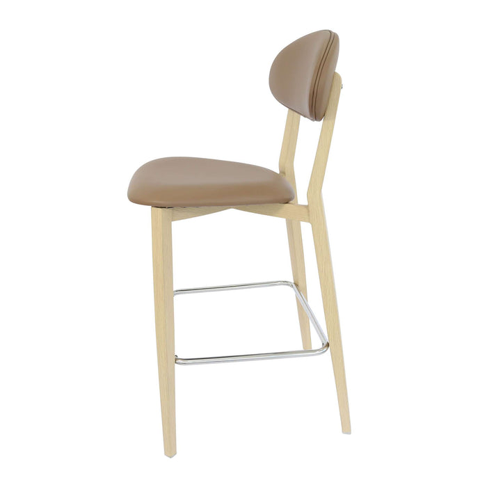 Durafurn Atlanta Barstool - Narrow Backrest - Oak Frame/Taupe Vinyl Seat & Backrest