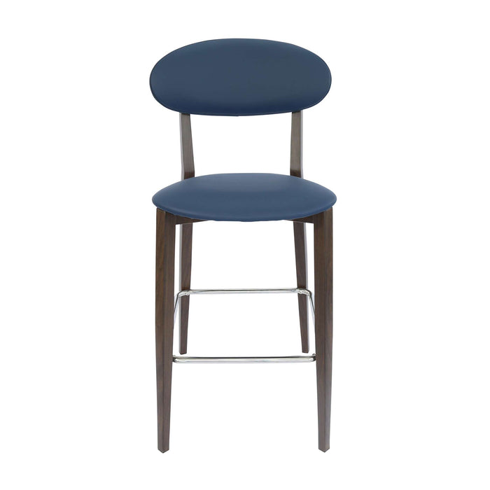 Durafurn Atlanta Barstool - Narrow Backrest - Oak Frame/Navy Vinyl Seat & Backrest