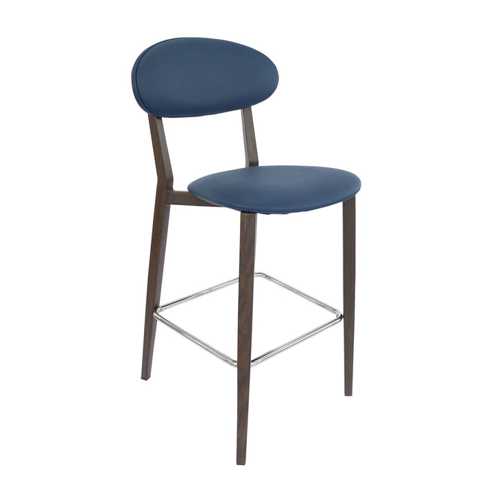 Durafurn Atlanta Barstool - Narrow Backrest - Oak Frame/Navy Vinyl Seat & Backrest