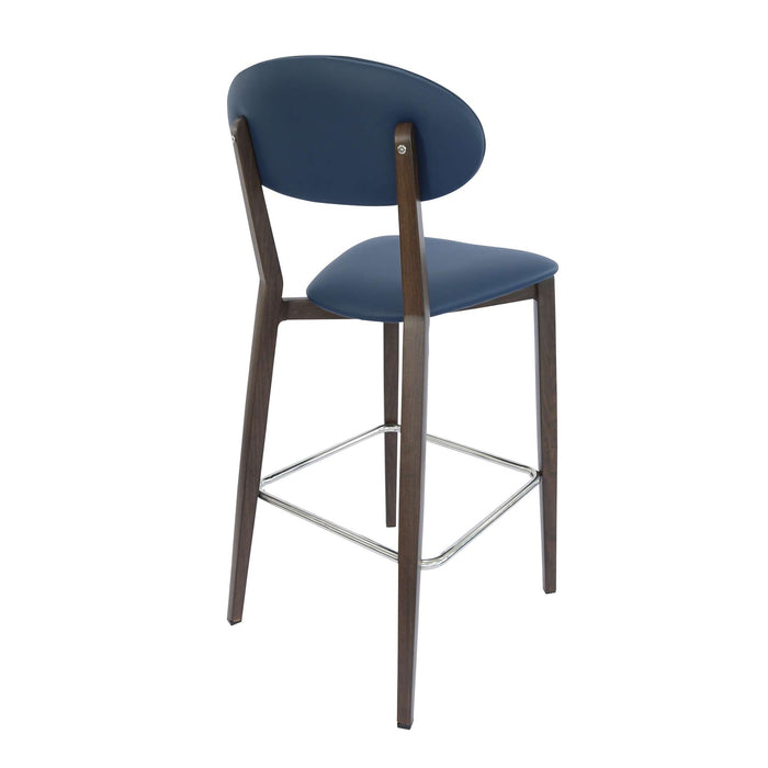Durafurn Atlanta Barstool - Narrow Backrest - Oak Frame/Navy Vinyl Seat & Backrest