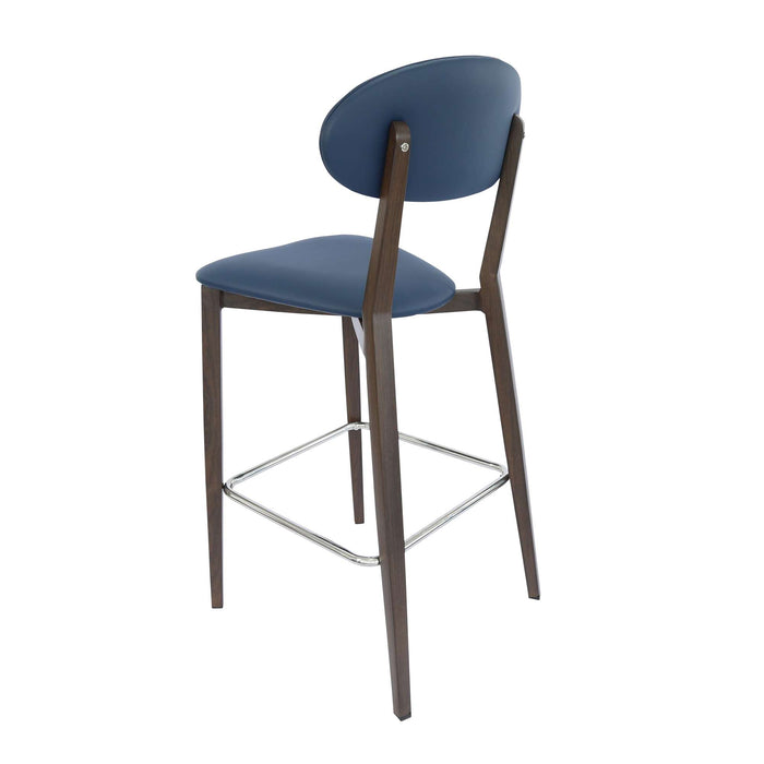 Durafurn Atlanta Barstool - Narrow Backrest - Oak Frame/Navy Vinyl Seat & Backrest