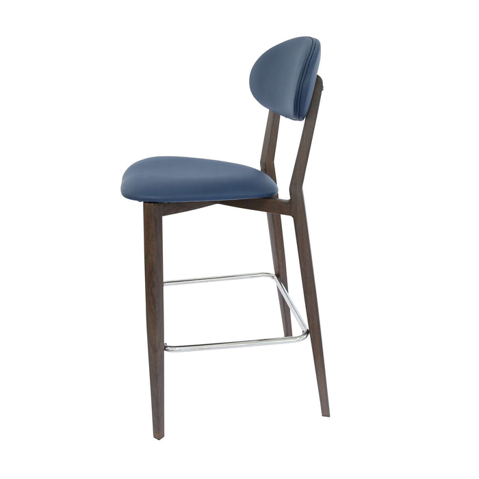 Durafurn Atlanta Barstool - Narrow Backrest - Oak Frame/Navy Vinyl Seat & Backrest