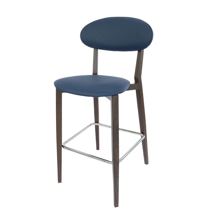Durafurn Atlanta Barstool - Narrow Backrest - Oak Frame/Navy Vinyl Seat & Backrest