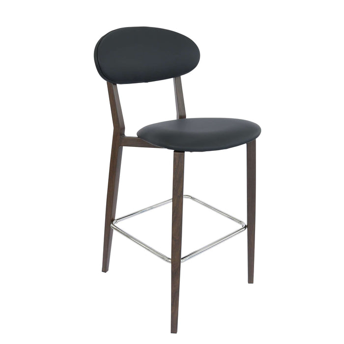 Durafurn Atlanta Barstool - Narrow Backrest - Wenge Frame/Black Vinyl Seat & Backrest