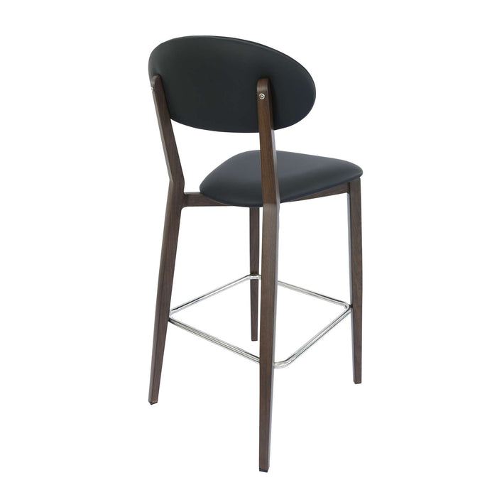Durafurn Atlanta Barstool - Narrow Backrest - Wenge Frame/Black Vinyl Seat & Backrest