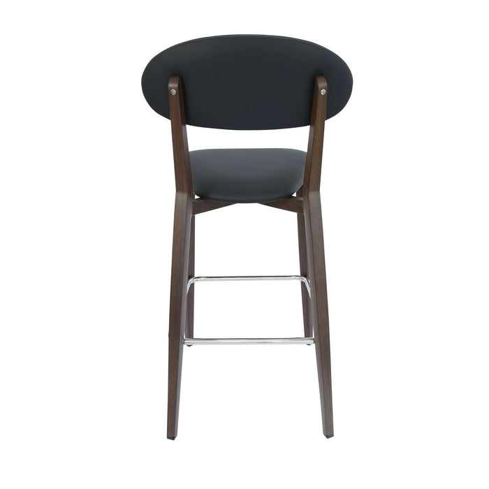 Durafurn Atlanta Barstool - Narrow Backrest - Wenge Frame/Black Vinyl Seat & Backrest