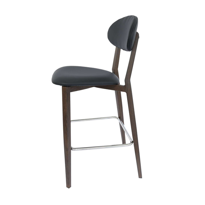 Durafurn Atlanta Barstool - Narrow Backrest - Wenge Frame/Black Vinyl Seat & Backrest