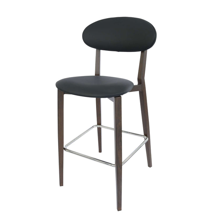 Durafurn Atlanta Barstool - Narrow Backrest - Wenge Frame/Black Vinyl Seat & Backrest