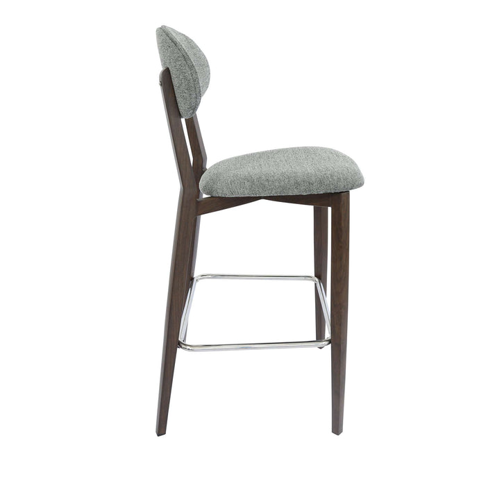 Durafurn Atlanta Barstool - Narrow Backrest - Wenge Frame/ Grey Fabric Seat & Backrest