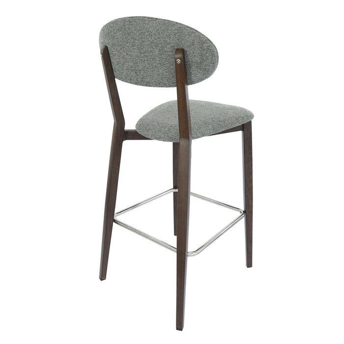 Durafurn Atlanta Barstool - Narrow Backrest - Wenge Frame/ Grey Fabric Seat & Backrest