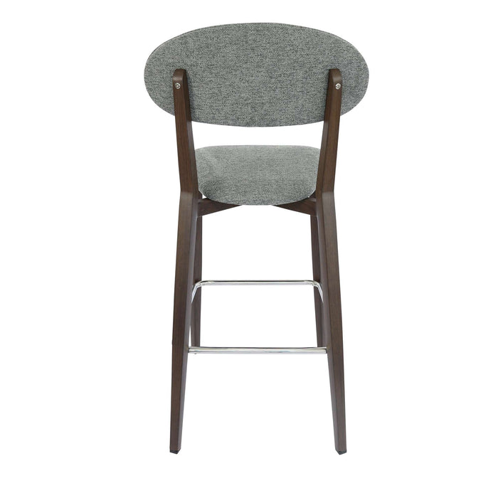Durafurn Atlanta Barstool - Narrow Backrest - Wenge Frame/ Grey Fabric Seat & Backrest