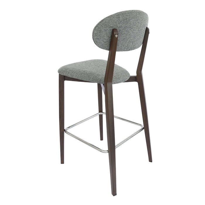 Durafurn Atlanta Barstool - Narrow Backrest - Wenge Frame/ Grey Fabric Seat & Backrest
