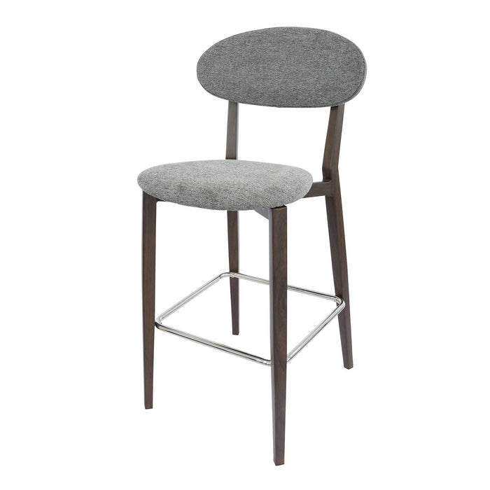 Durafurn Atlanta Barstool - Narrow Backrest - Wenge Frame/ Grey Fabric Seat & Backrest