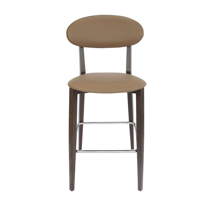 Durafurn Atlanta Barstool - Narrow Backrest - Wenge Frame/Taupe Vinyl Seat & Backrest