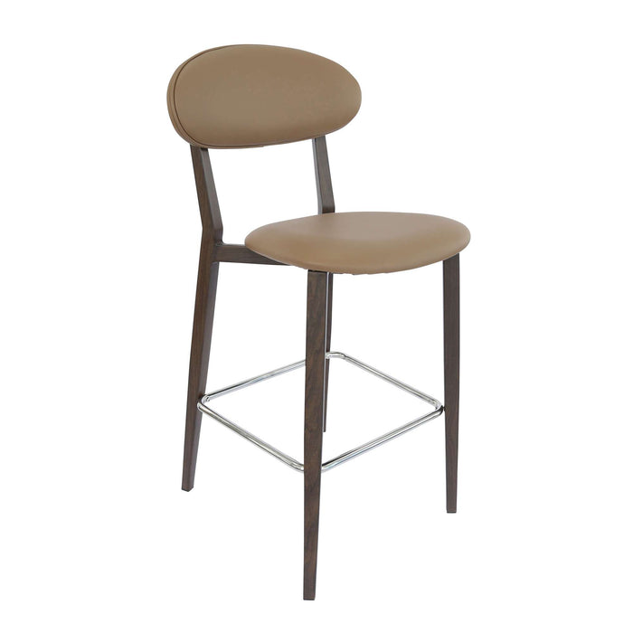 Durafurn Atlanta Barstool - Narrow Backrest - Wenge Frame/Taupe Vinyl Seat & Backrest