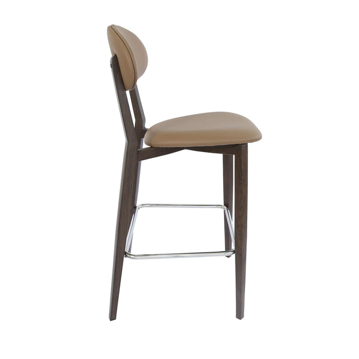 Durafurn Atlanta Barstool - Narrow Backrest - Wenge Frame/Taupe Vinyl Seat & Backrest
