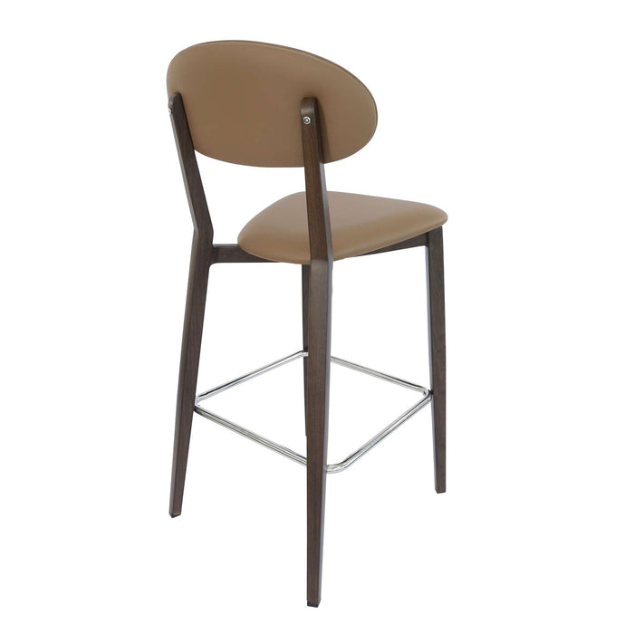 Durafurn Atlanta Barstool - Narrow Backrest - Wenge Frame/Taupe Vinyl Seat & Backrest