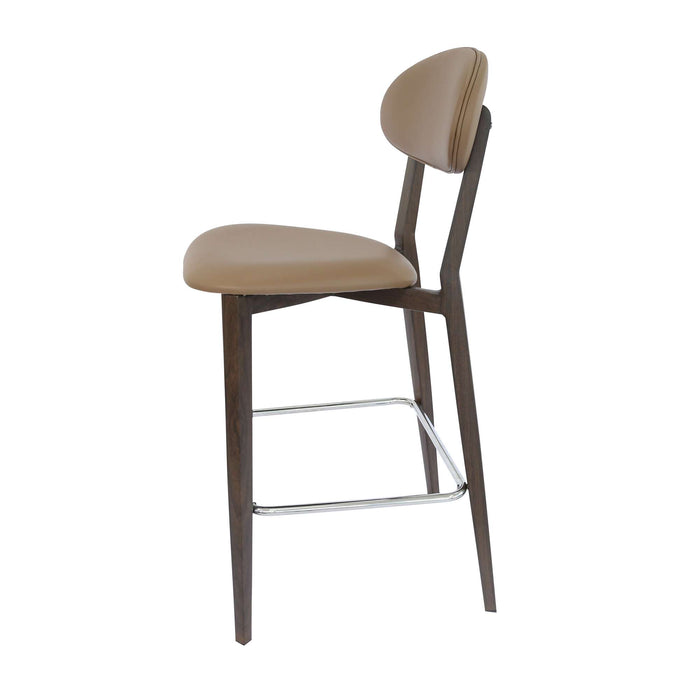 Durafurn Atlanta Barstool - Narrow Backrest - Wenge Frame/Taupe Vinyl Seat & Backrest