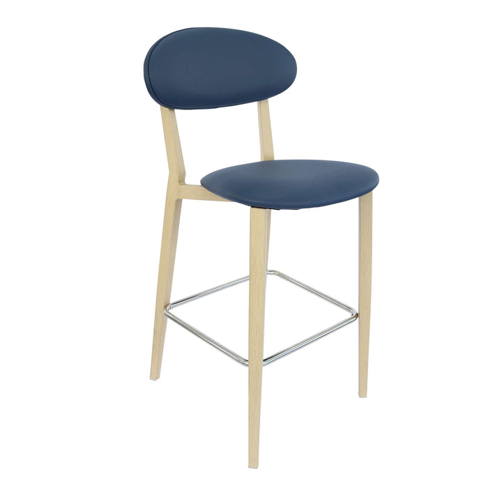 Durafurn Atlanta Barstool - Narrow Backrest - Wenge Frame/Navy Vinyl Seat & Backrest