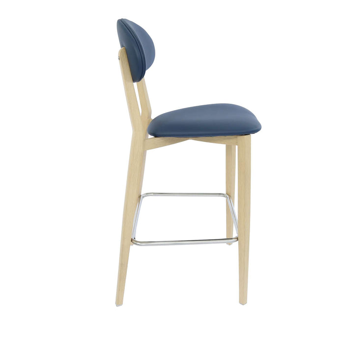 Durafurn Atlanta Barstool - Narrow Backrest - Wenge Frame/Navy Vinyl Seat & Backrest
