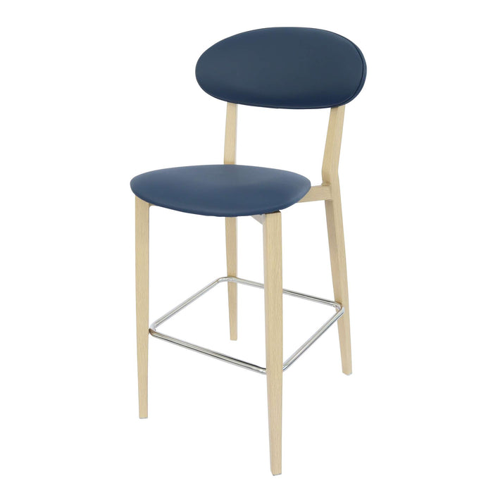 Durafurn Atlanta Barstool - Narrow Backrest - Wenge Frame/Navy Vinyl Seat & Backrest