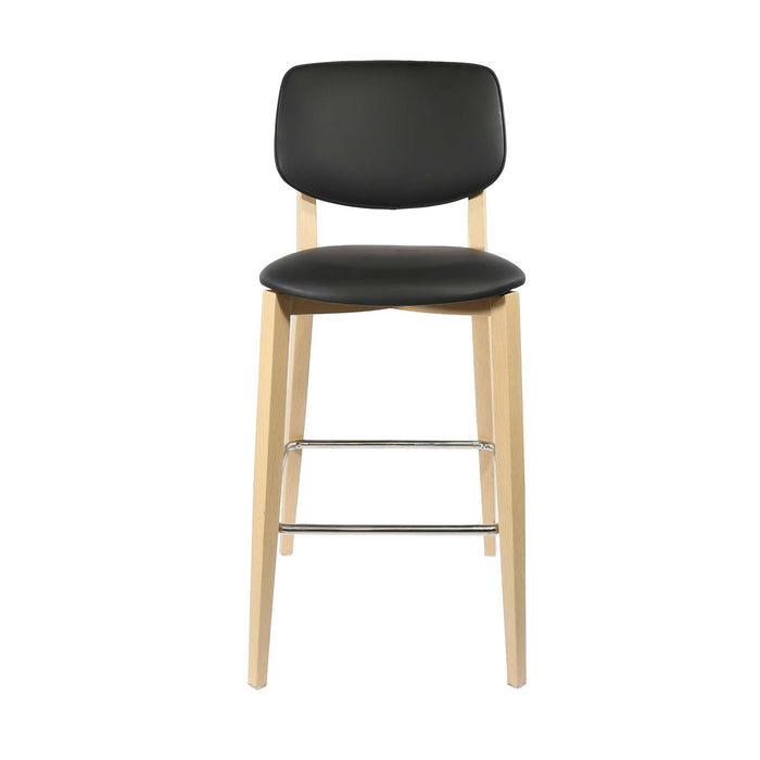 Durafurn Atlanta Barstool - large Backrest - Oak Frame/Black Vinyl Seat & Backrest