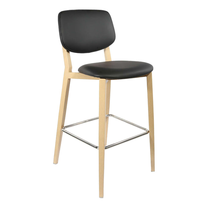 Durafurn Atlanta Barstool - large Backrest - Oak Frame/Black Vinyl Seat & Backrest