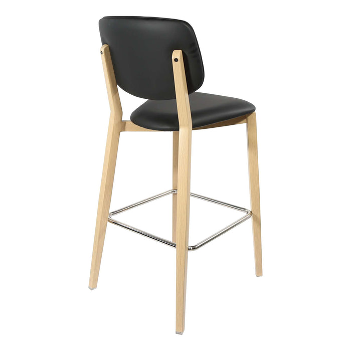 Durafurn Atlanta Barstool - large Backrest - Oak Frame/Black Vinyl Seat & Backrest