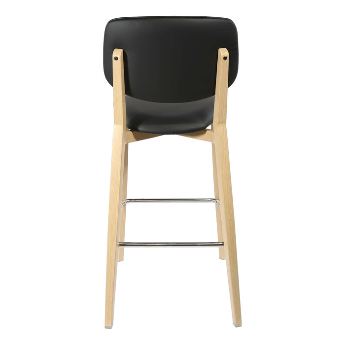 Durafurn Atlanta Barstool - large Backrest - Oak Frame/Black Vinyl Seat & Backrest