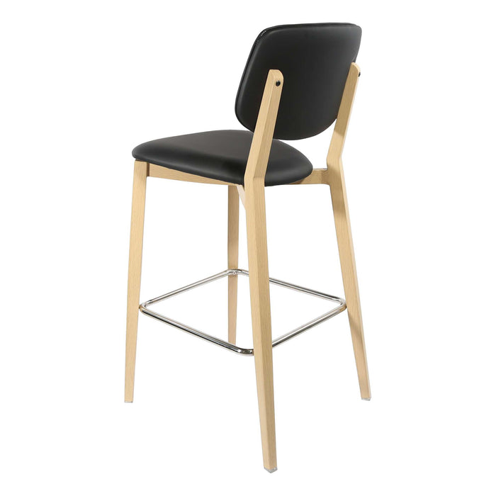 Durafurn Atlanta Barstool - large Backrest - Oak Frame/Black Vinyl Seat & Backrest
