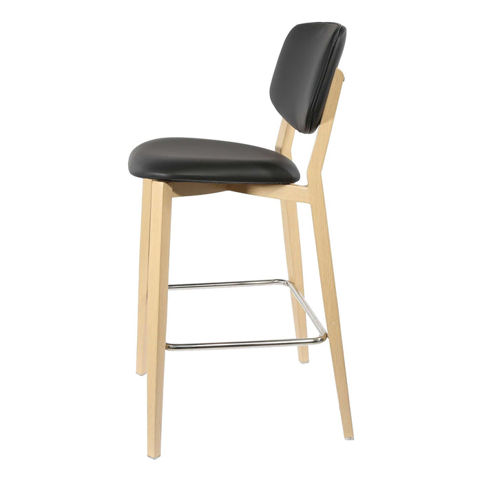 Durafurn Atlanta Barstool - large Backrest - Oak Frame/Black Vinyl Seat & Backrest