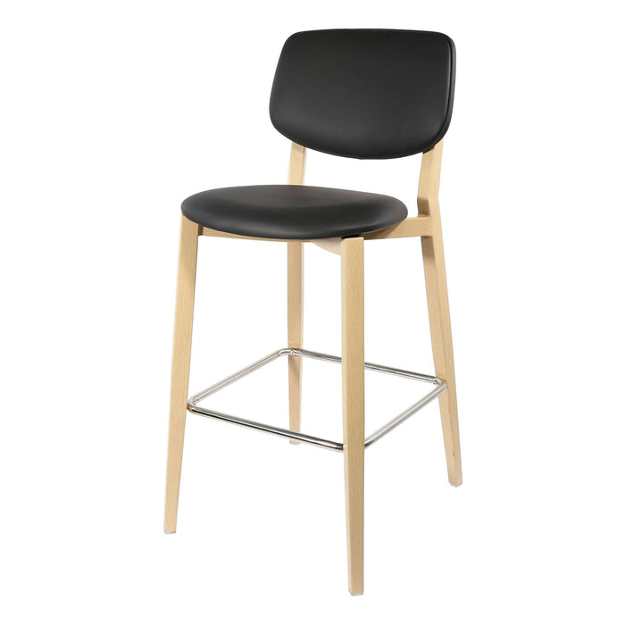 Durafurn Atlanta Barstool - large Backrest - Oak Frame/Black Vinyl Seat & Backrest